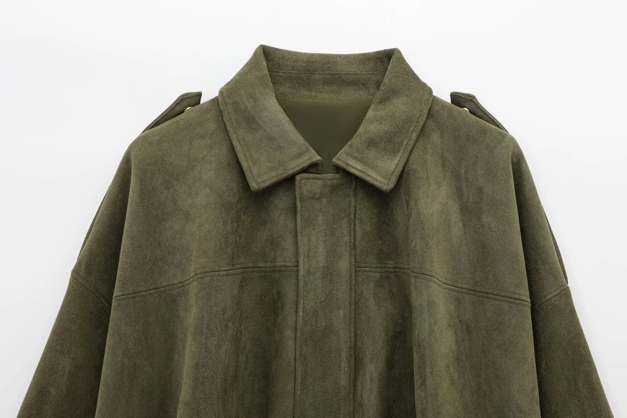 Women Brown Green Suede Jacket
