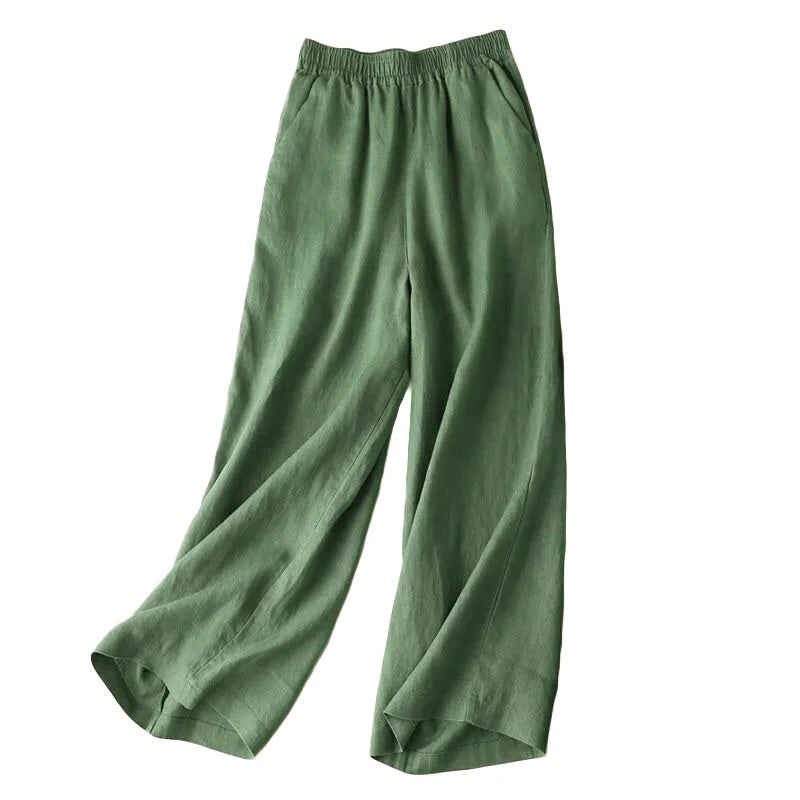 Women Cotton Linen Wide Leg Pants