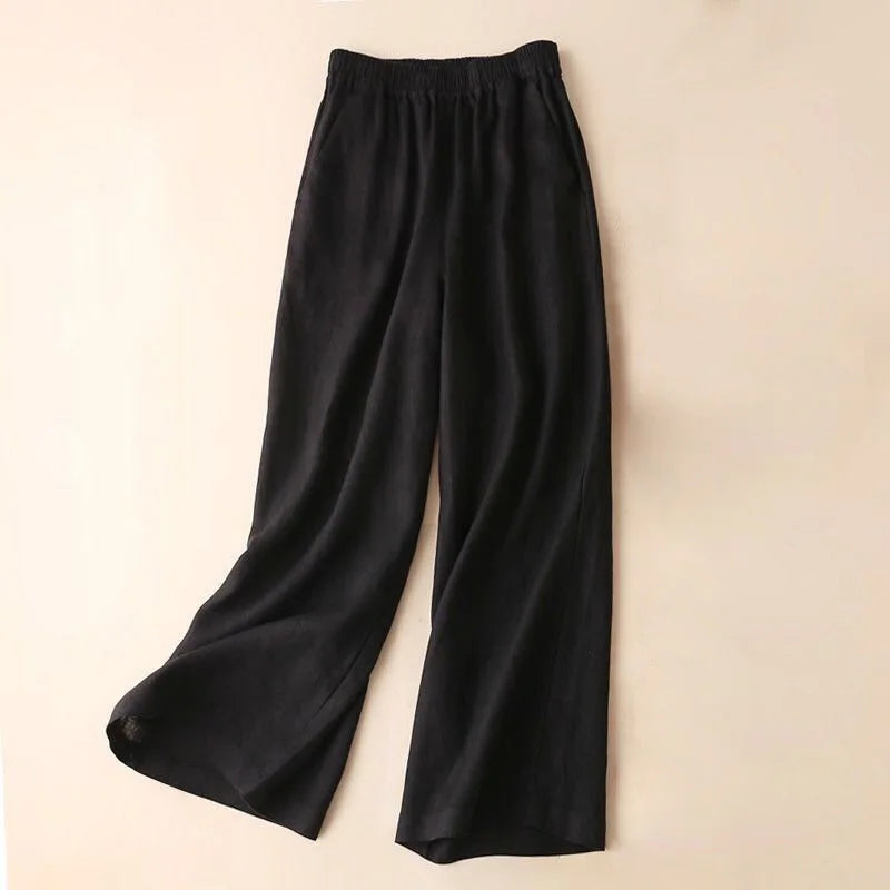 Women Cotton Linen Wide Leg Pants