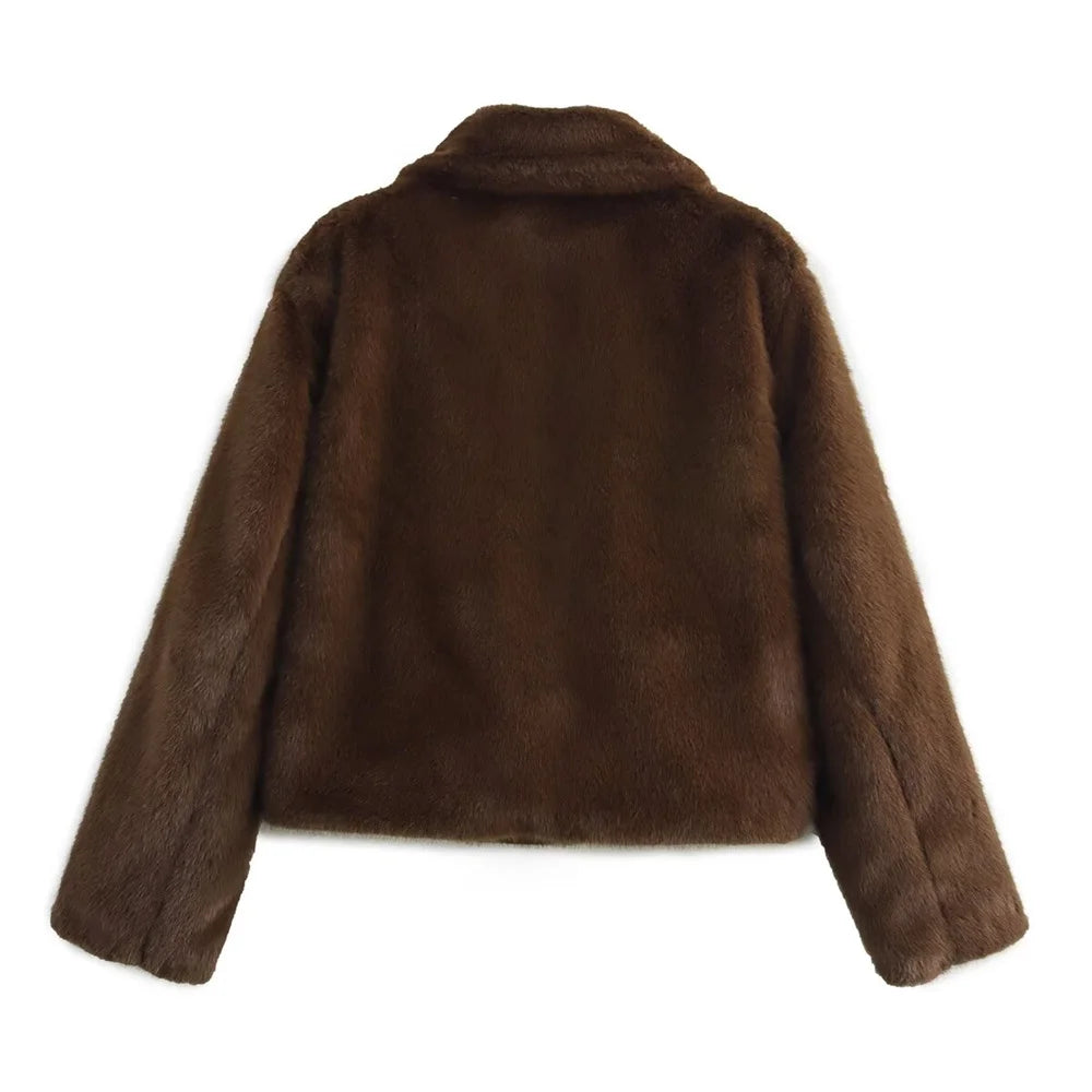 Brown long sleeved jacket for women