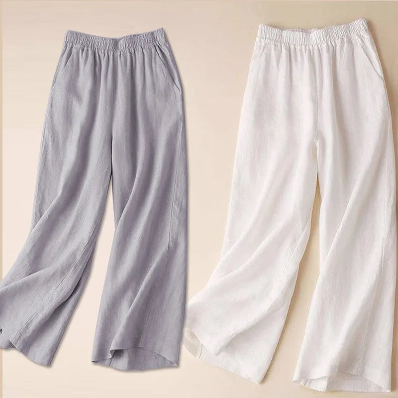 Women Cotton Linen Wide Leg Pants