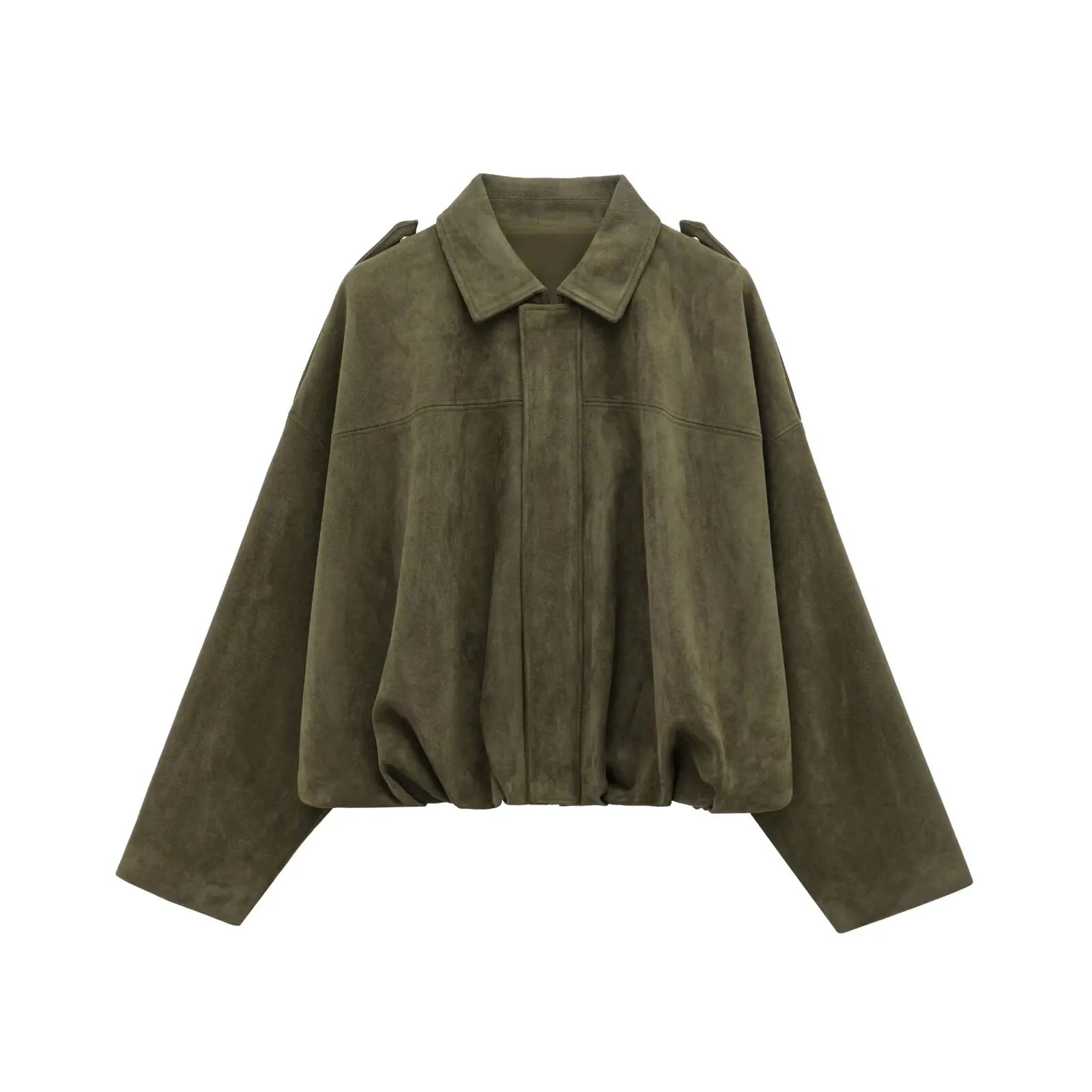 Women Brown Green Suede Jacket