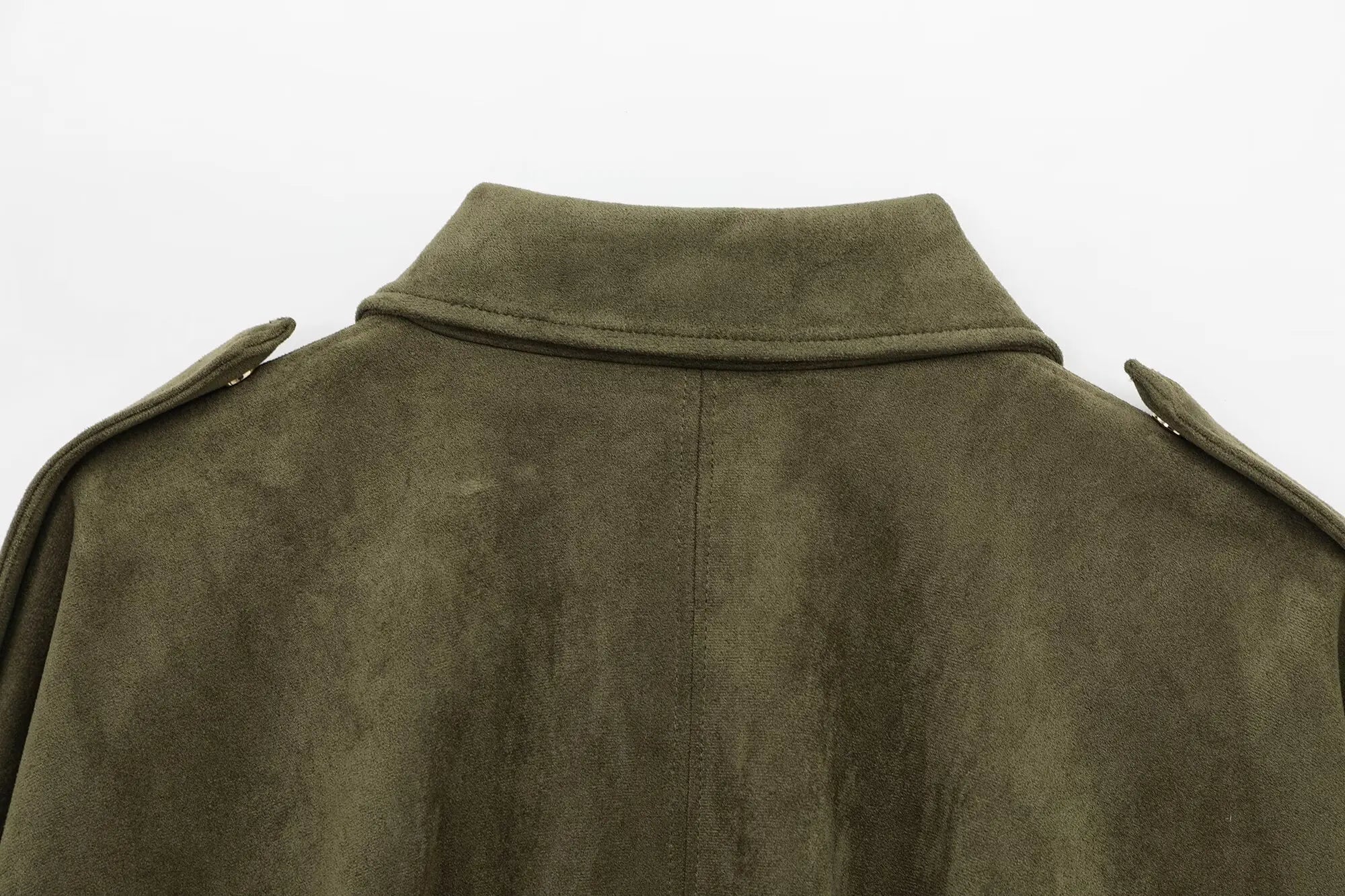 Women Brown Green Suede Jacket